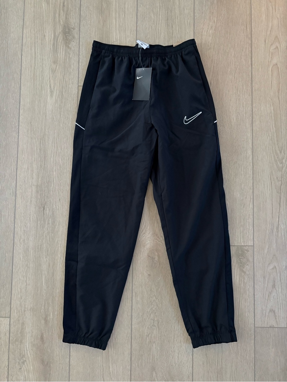 Kids Nike Black Athletic Track Pants with White Swoosh Size Large